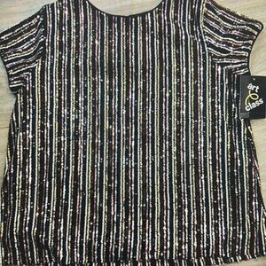 Black sequin striped top